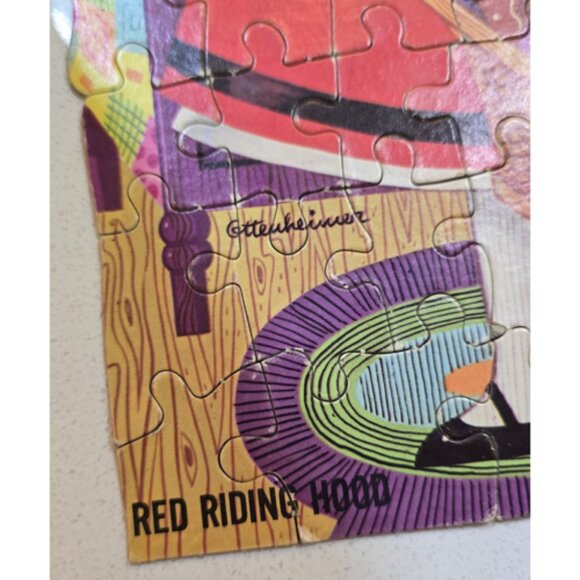 Vintage 1960s HG Gilmar Whitman Canister 4 Puzzles Red Riding Hood Rapunzel Pigs - Picture 6 of 12